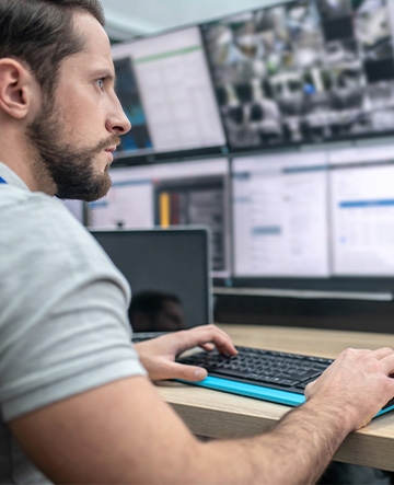 Investigator on computer