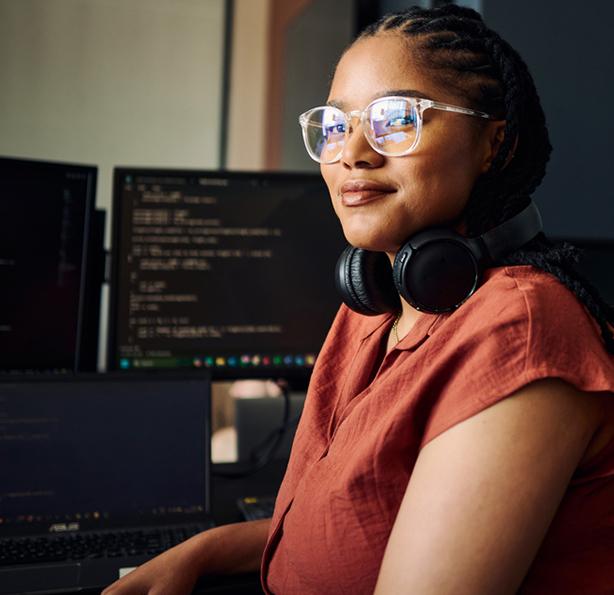 female developer at desk