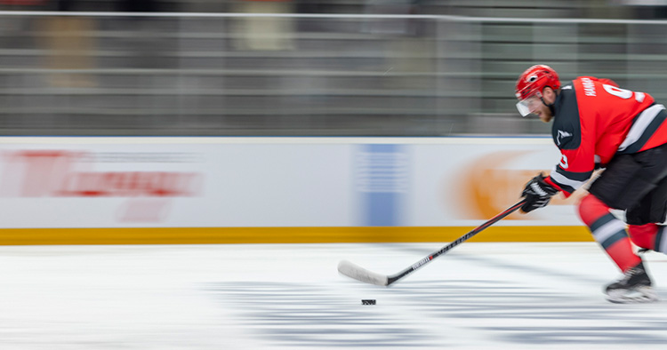 Hockey action shot